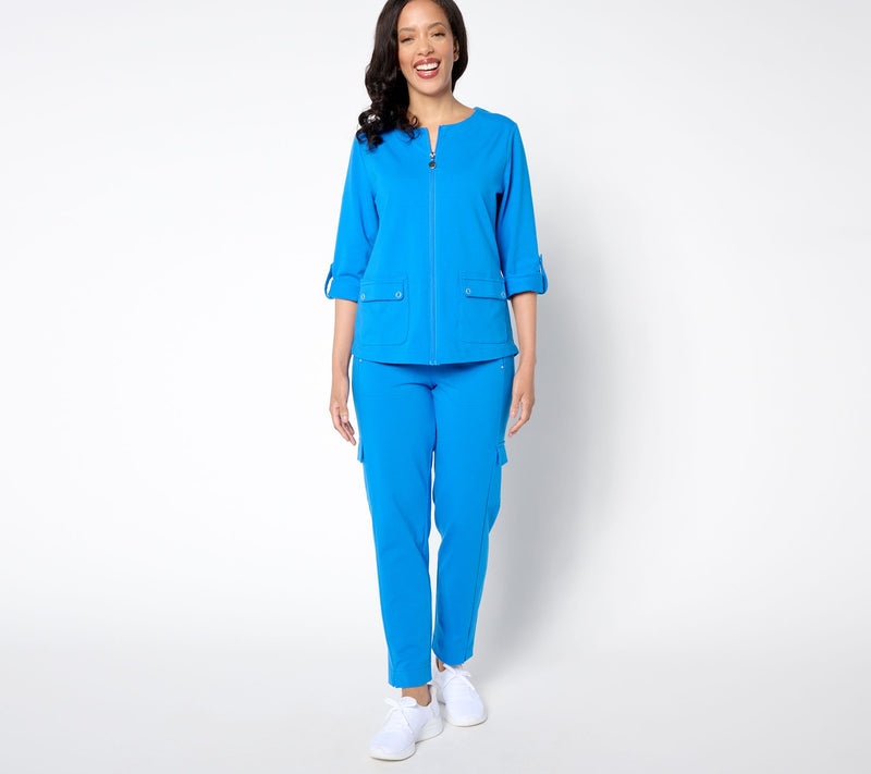 Sport savvy Stretch Jersey Collarless Jacket — View 3
