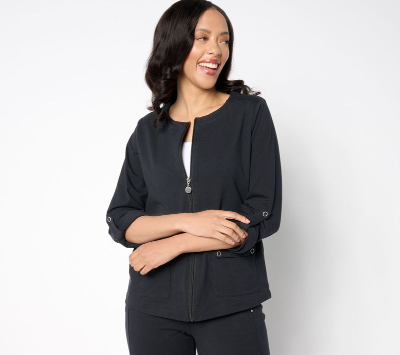 Sport savvy Stretch Jersey Collarless Jacket — View 9