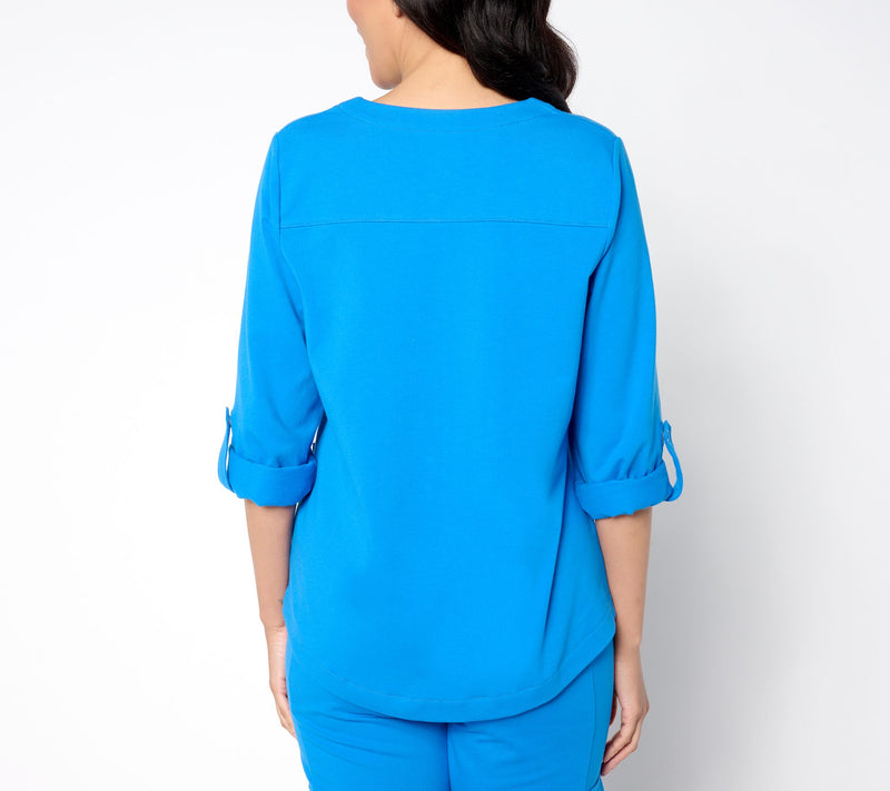 Sport savvy Stretch Jersey Collarless Jacket — View 2