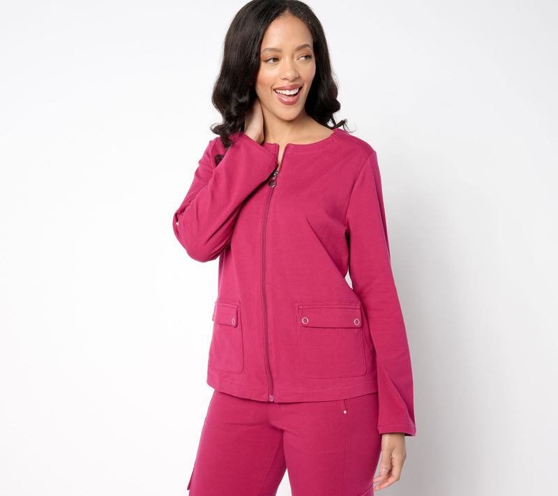 Sport savvy Stretch Jersey Collarless Jacket — View 11