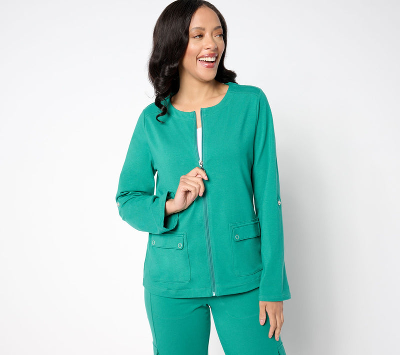 Sport savvy Stretch Jersey Collarless Jacket — View 12