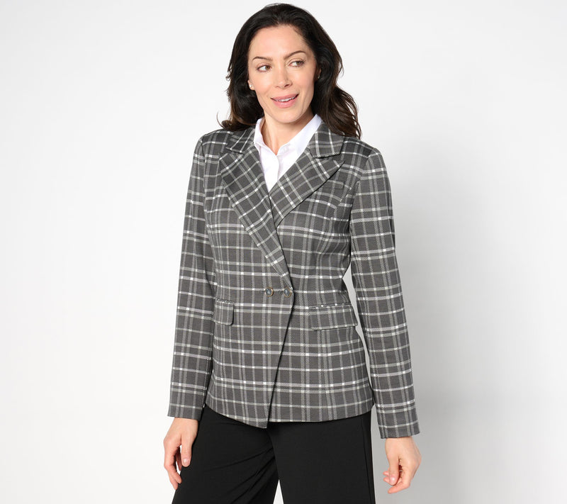 BEAUTIFUL by Lawrence Zarian Silky Ponte Double Button Blazer — View 7