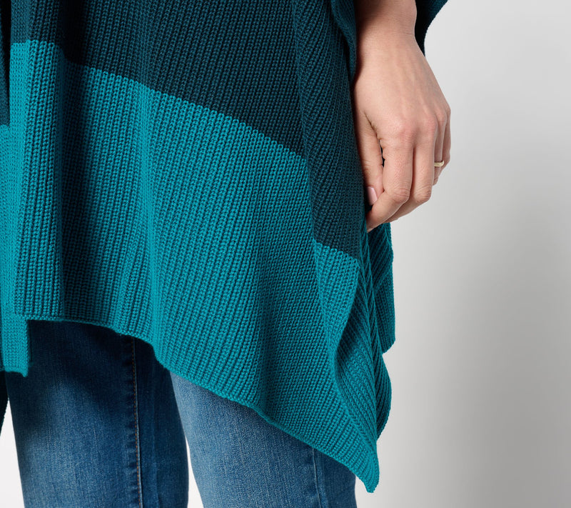 Belle by Kim Gravel Shaker Knit Color Block Ruana — View 12