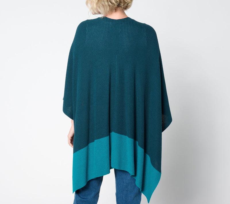Belle by Kim Gravel Shaker Knit Color Block Ruana — View 10
