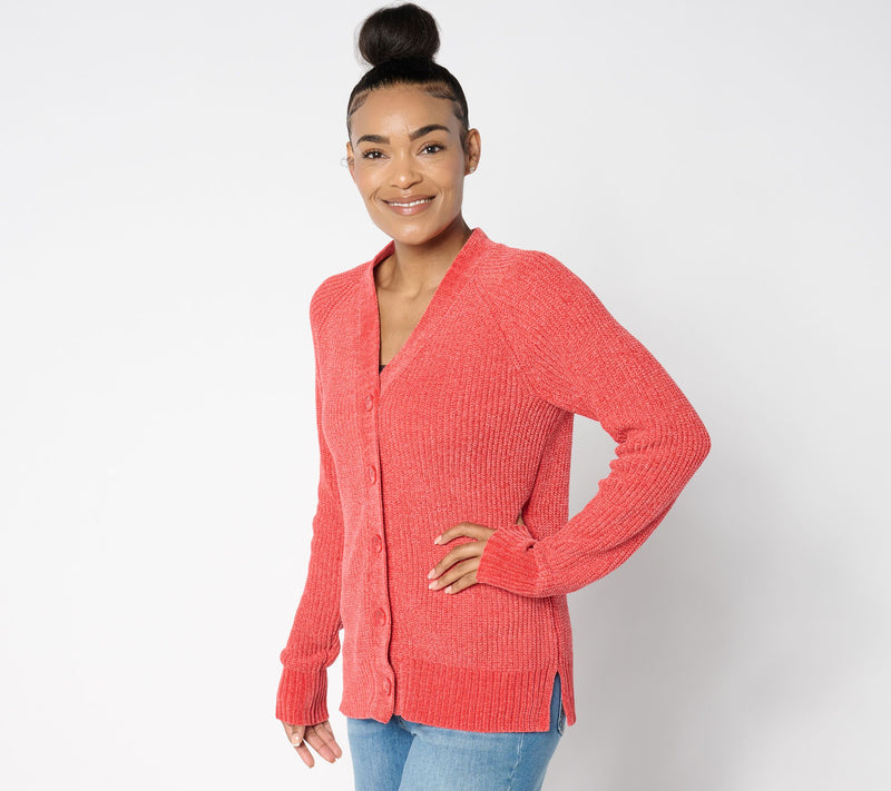 Belle by Kim Gravel Chenille Shaker Knit Boxy Cardigan — View 11