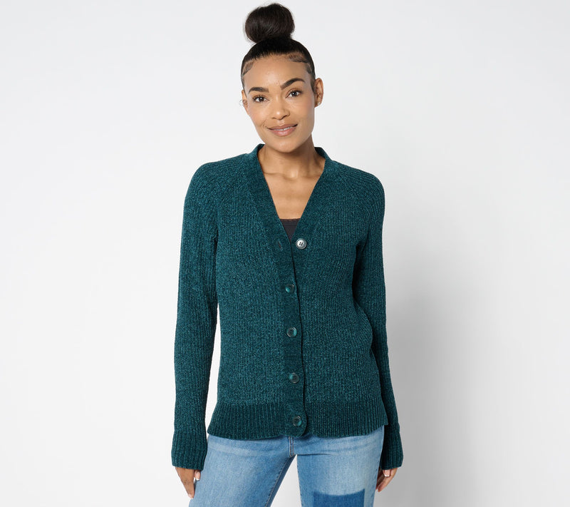 Belle by Kim Gravel Chenille Shaker Knit Boxy Cardigan — View 16