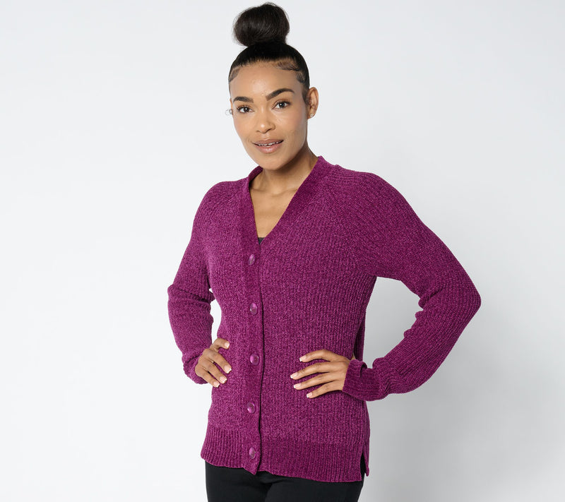 Belle by Kim Gravel Chenille Shaker Knit Boxy Cardigan — Main view