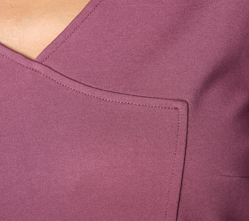 BEAUTIFUL by Lawrence Zarian Ponte V-neck Long Sleeve Seamed Top — View 10