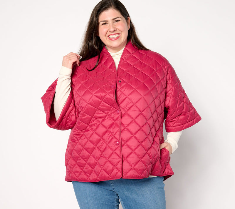 Joan Rivers Quilted 3/4-Sleeve Button Back Detailed Jacket — View 13