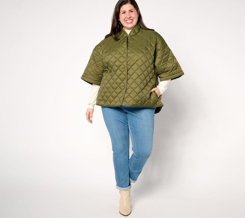 Joan Rivers Quilted 3/4-Sleeve Button Back Detailed Jacket — View 3