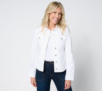NYDJ Frayed Denim Jacket - Optic White