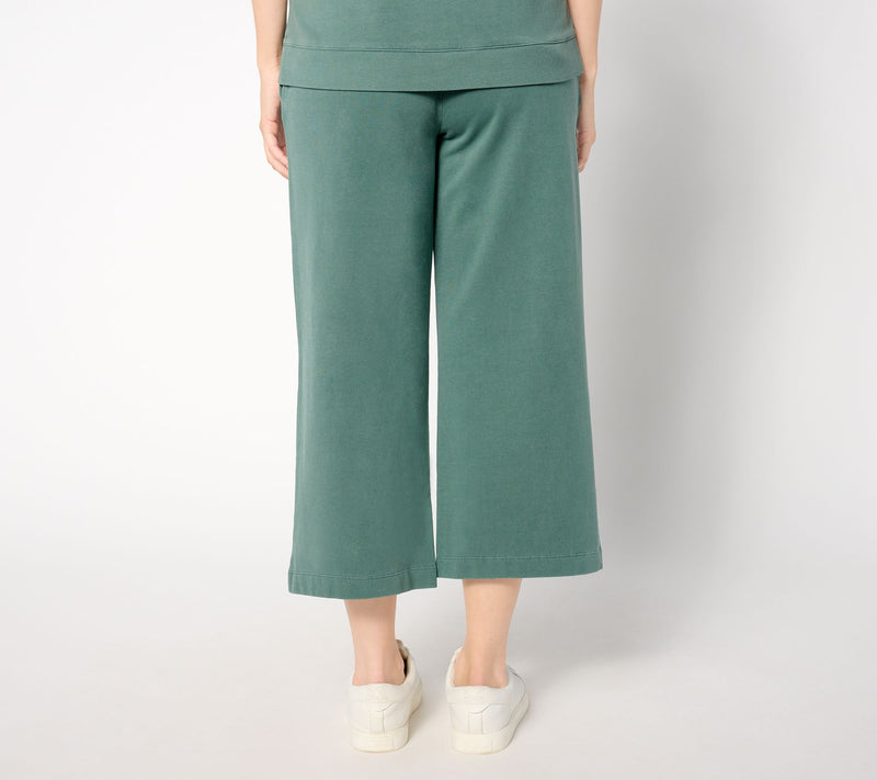 AnyBody Petite Washed French Terry Cropped Wide Leg Pant — View 10