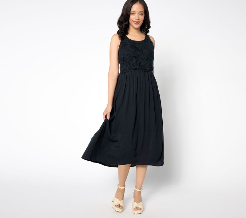 Destination 365 Regular Crinkle Chiffon Crochet Maxi Dress — View 7