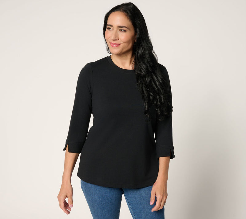 Denim & Co. Essentials Perfect Jersey Round-Neck 3/4-Sleeve Top — View 18