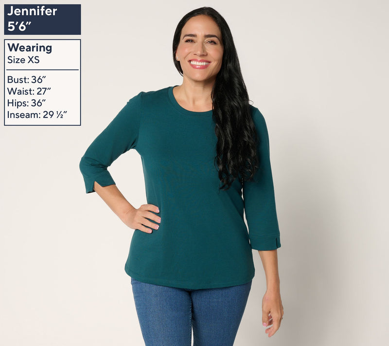 Denim & Co. Essentials Perfect Jersey Round-Neck 3/4-Sleeve Top — View 7