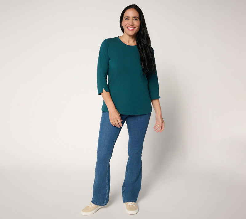 Denim & Co. Essentials Perfect Jersey Round-Neck 3/4-Sleeve Top — View 9
