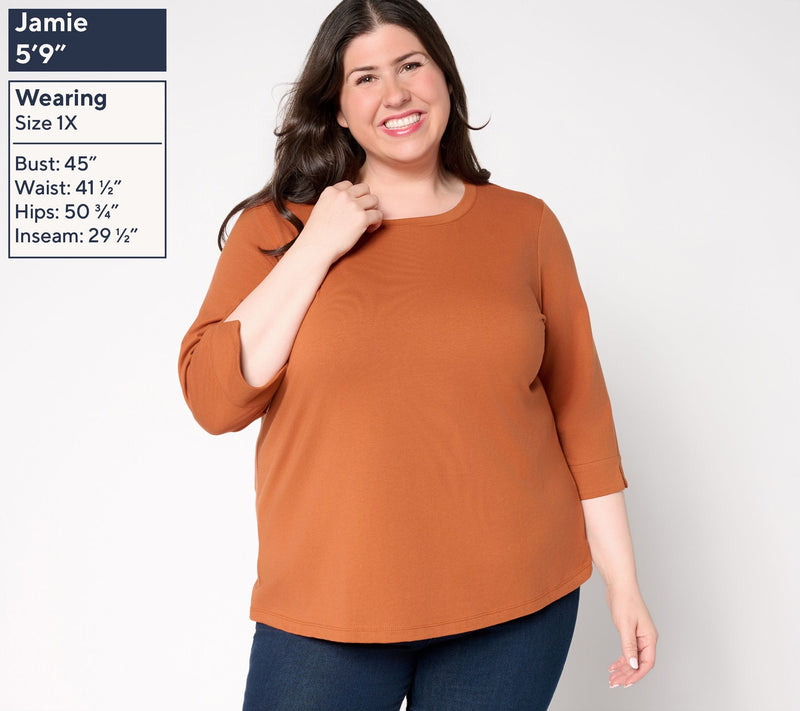 Denim & Co. Essentials Perfect Jersey Round-Neck 3/4-Sleeve Top — View 6