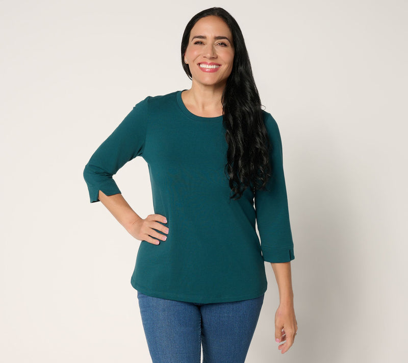 Denim & Co. Essentials Perfect Jersey Round-Neck 3/4-Sleeve Top — View 20