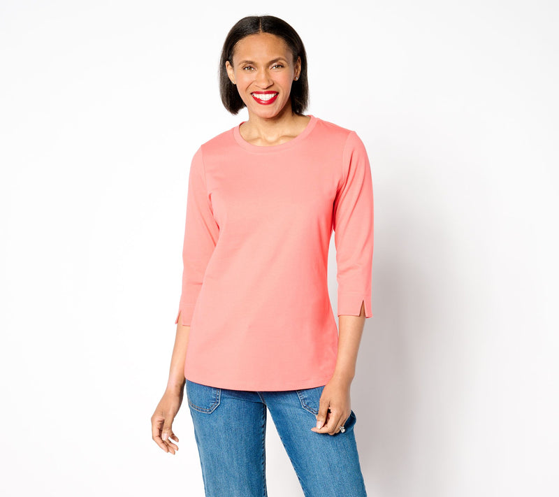 Denim & Co. Essentials Perfect Jersey Round-Neck 3/4-Sleeve Top — View 21