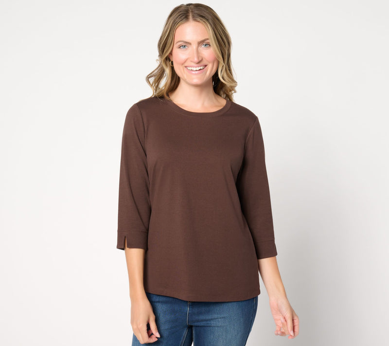 Denim & Co. Essentials Perfect Jersey Round-Neck 3/4-Sleeve Top — View 4