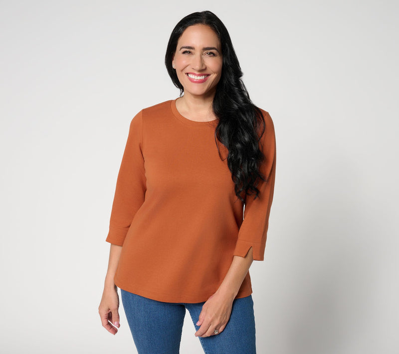 Denim & Co. Essentials Perfect Jersey Round-Neck 3/4-Sleeve Top — View 23