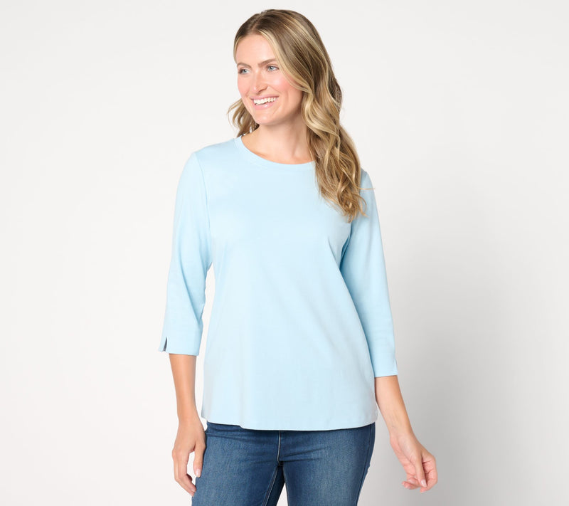 Denim & Co. Essentials Perfect Jersey Round-Neck 3/4-Sleeve Top — View 2