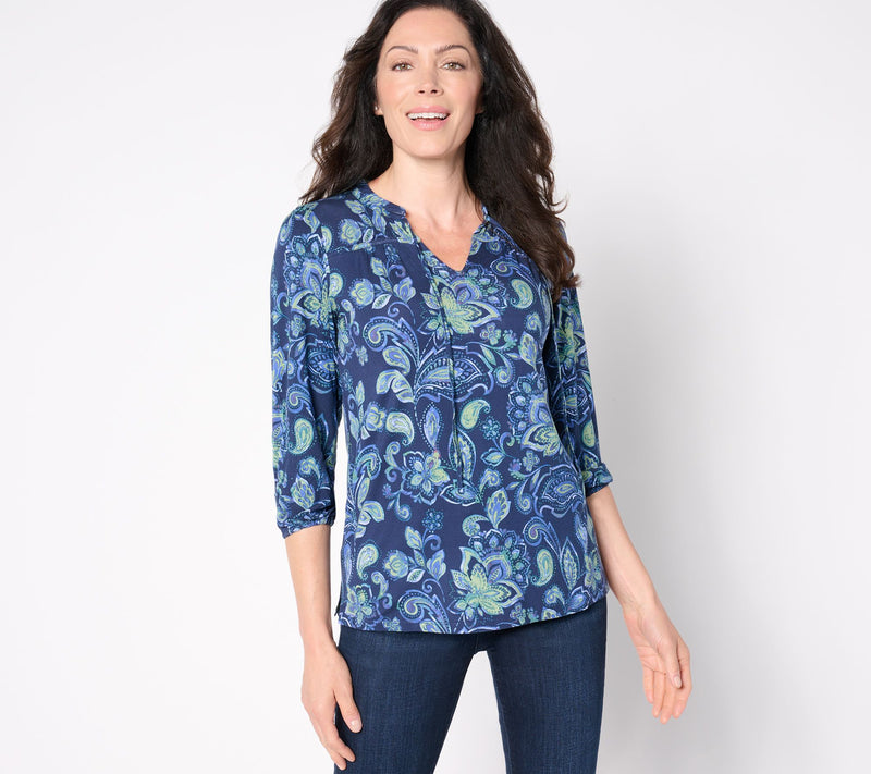 Belle by Kim Gravel Rayon Spandex Fall Flora 3/4 Sleeve Top — View 14