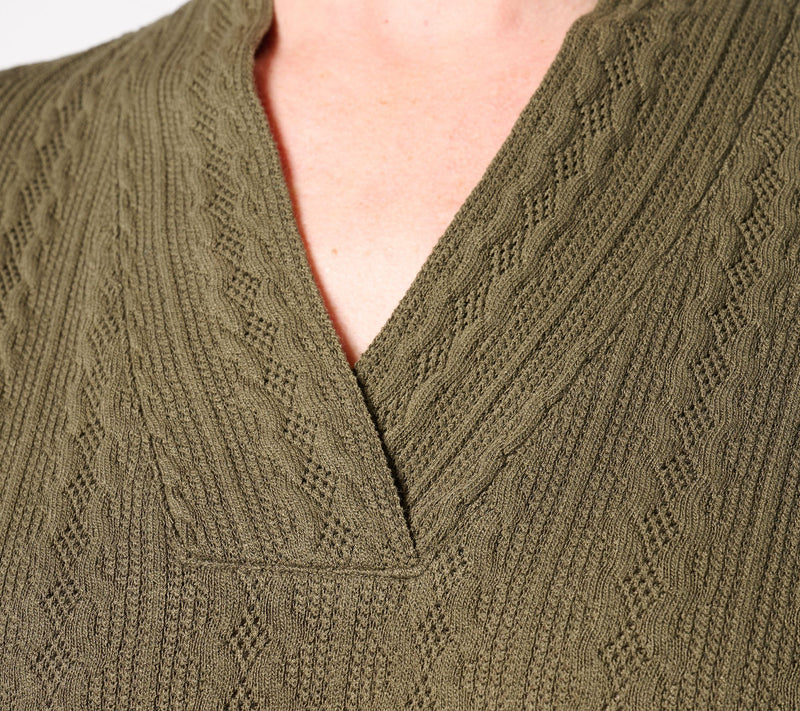 Belle by Kim Gravel Textured Cable Crossover V Neck Top — View 4