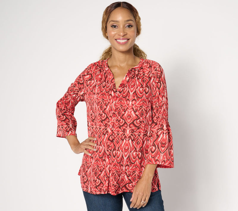 Belle by Kim Gravel Falling for Filigree Button-Front Blouse — View 3