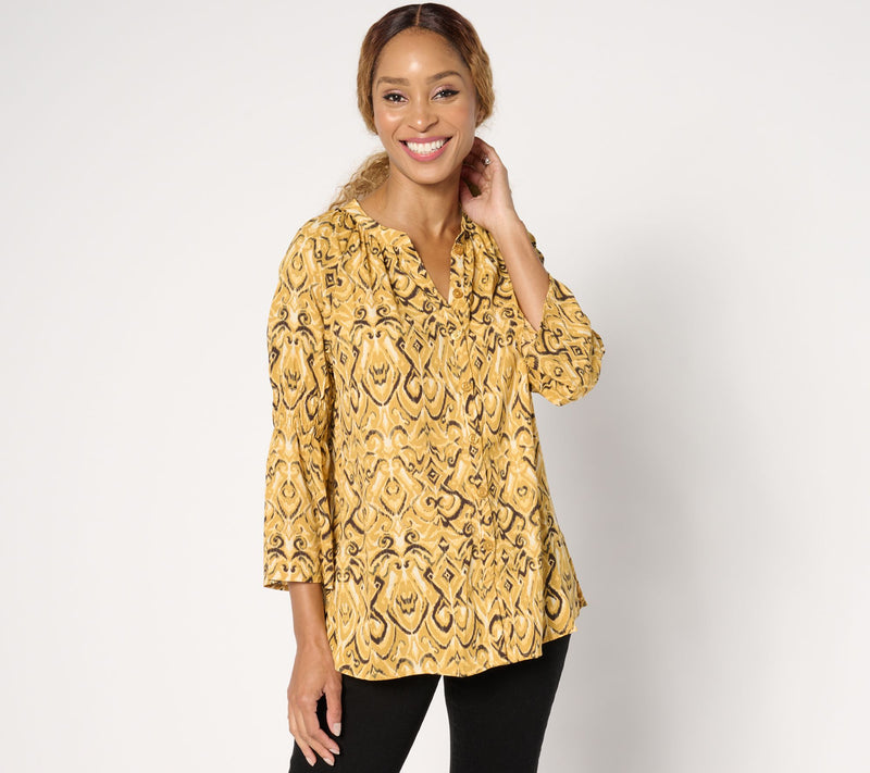 Belle by Kim Gravel Falling for Filigree Button-Front Blouse — View 7