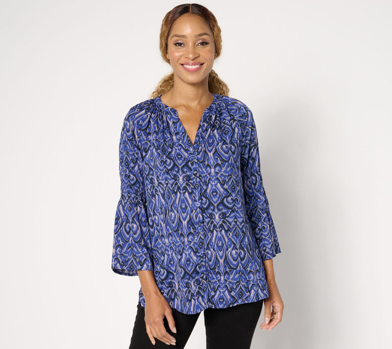 Belle by Kim Gravel Falling for Filigree Button-Front Blouse — View 5