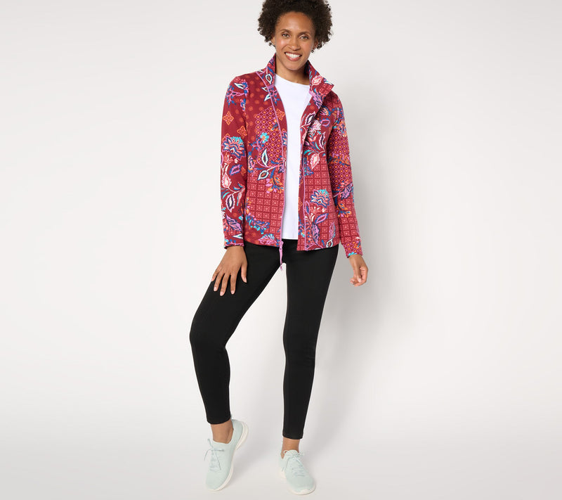 Sport Savvy Printed Patchwork French Terry Jacket — View 3