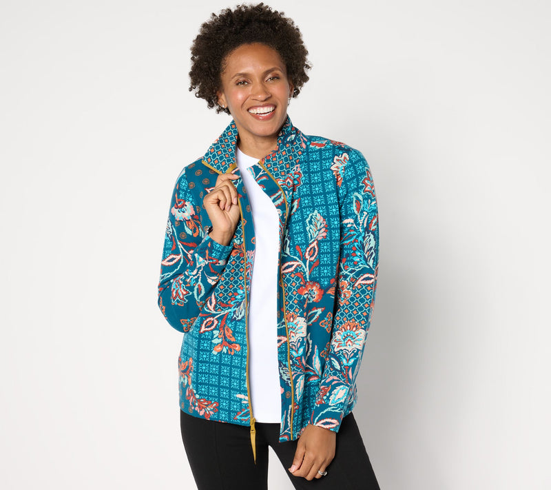 Sport Savvy Printed Patchwork French Terry Jacket — View 11