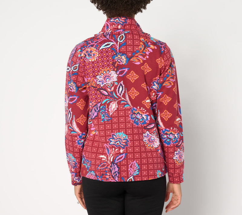Sport Savvy Printed Patchwork French Terry Jacket — View 2