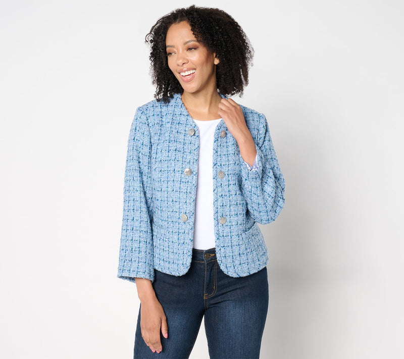 Isaac Mizrahi Live! Woven Tweed Lady Jacket with Pockets — View 12