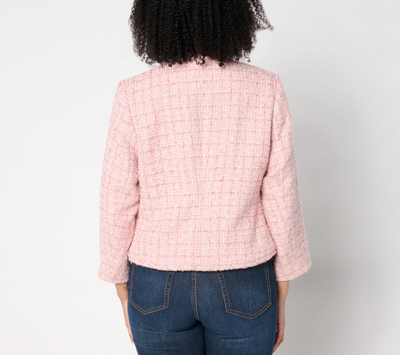 Isaac Mizrahi Live! Woven Tweed Lady Jacket with Pockets — View 2