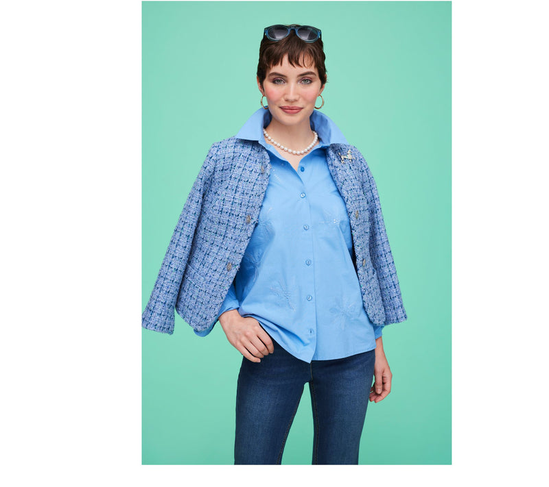 Isaac Mizrahi Live! Woven Tweed Lady Jacket with Pockets — View 5
