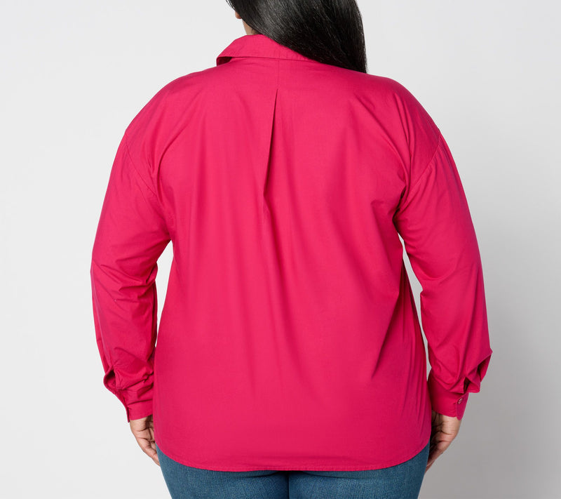 Isaac Mizrahi Live! Sequin Embellished Cotton Poplin Shirt — View 2