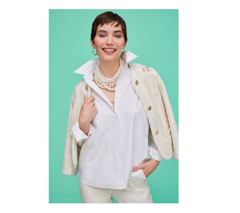 Isaac Mizrahi Live! Sequin Embellished Cotton Poplin Shirt — View 5