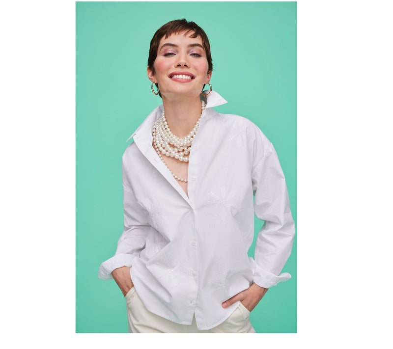 Isaac Mizrahi Live! Sequin Embellished Cotton Poplin Shirt — View 8