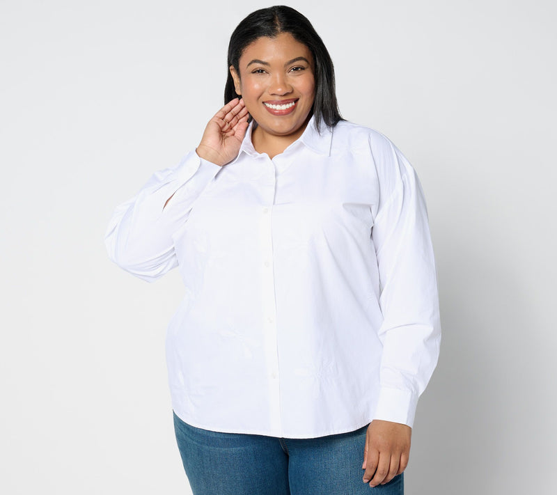 Isaac Mizrahi Live! Sequin Embellished Cotton Poplin Shirt — View 14