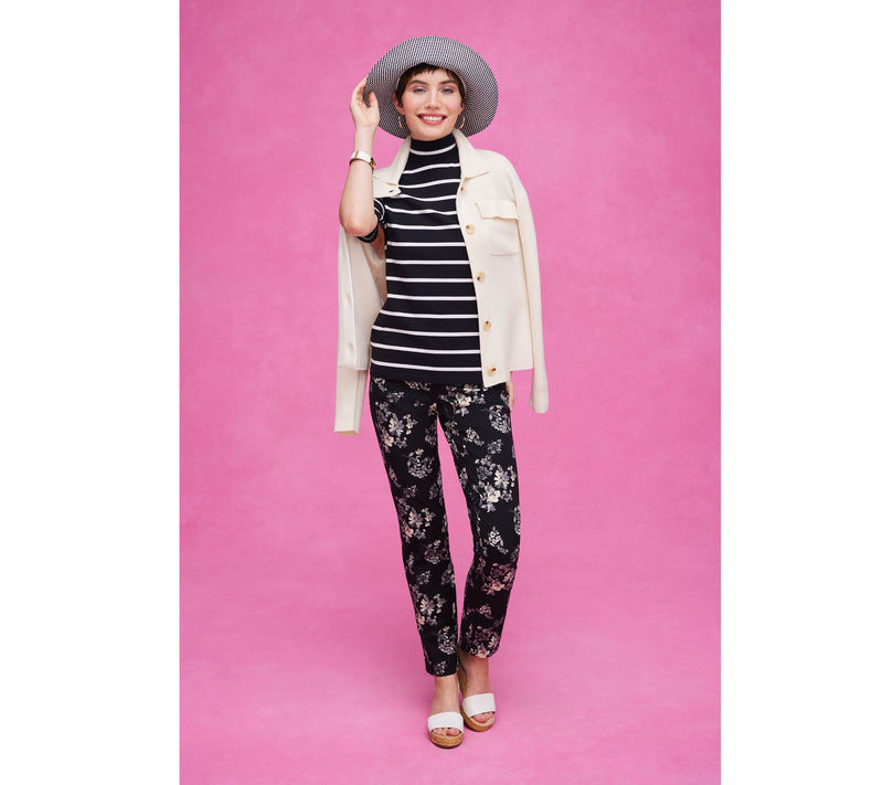 Isaac Mizrahi Live! 3/4 Sleeve Yarn Dye Stripe Boat Neck Top — View 5