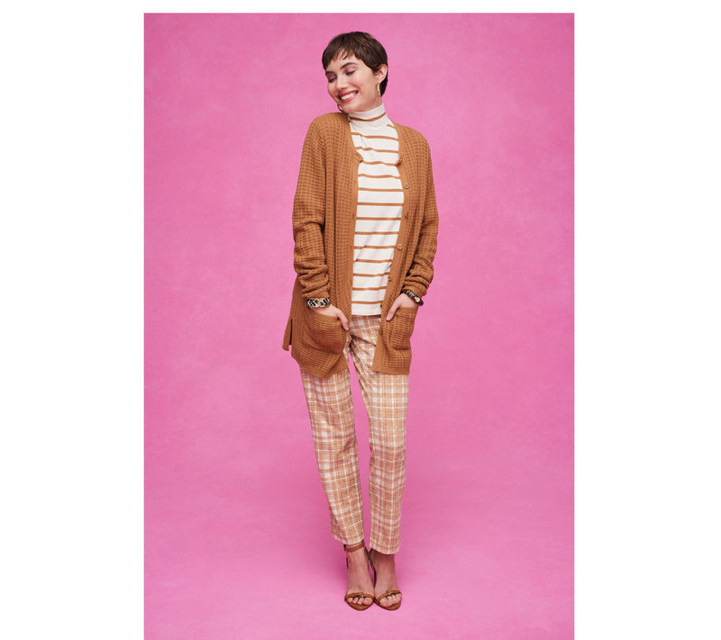 Isaac Mizrahi Live! Elbow Sleeve Yarn Dye Stripe Mock Neck Top — View 12
