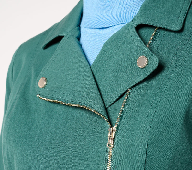 Isaac Mizrahi Live! 24/7 Stretch Zip Front Moto Jacket — View 6