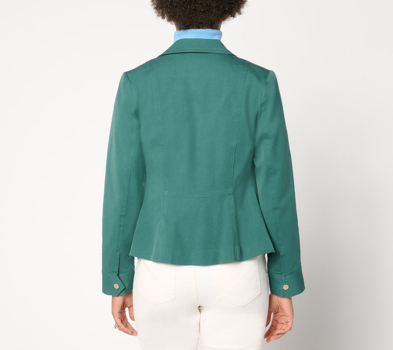 Isaac Mizrahi Live! 24/7 Stretch Zip Front Moto Jacket — View 3
