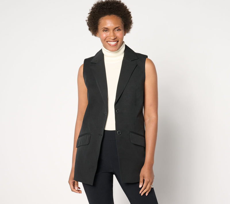 Isaac Mizrahi Live! Regular 24/7 Stretch Blazer Vest w/ Pockets — View 11