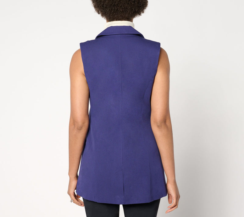 Isaac Mizrahi Live! Regular 24/7 Stretch Blazer Vest w/ Pockets — View 4