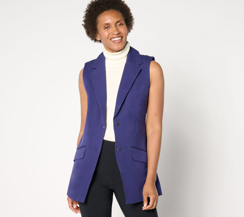 Isaac Mizrahi Live! Regular 24/7 Stretch Blazer Vest w/ Pockets — View 12