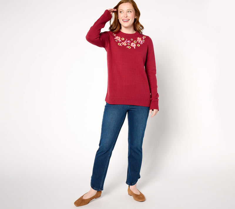 Studio Park x Ali Carr Crew Neck Embroidered Sweater — View 3