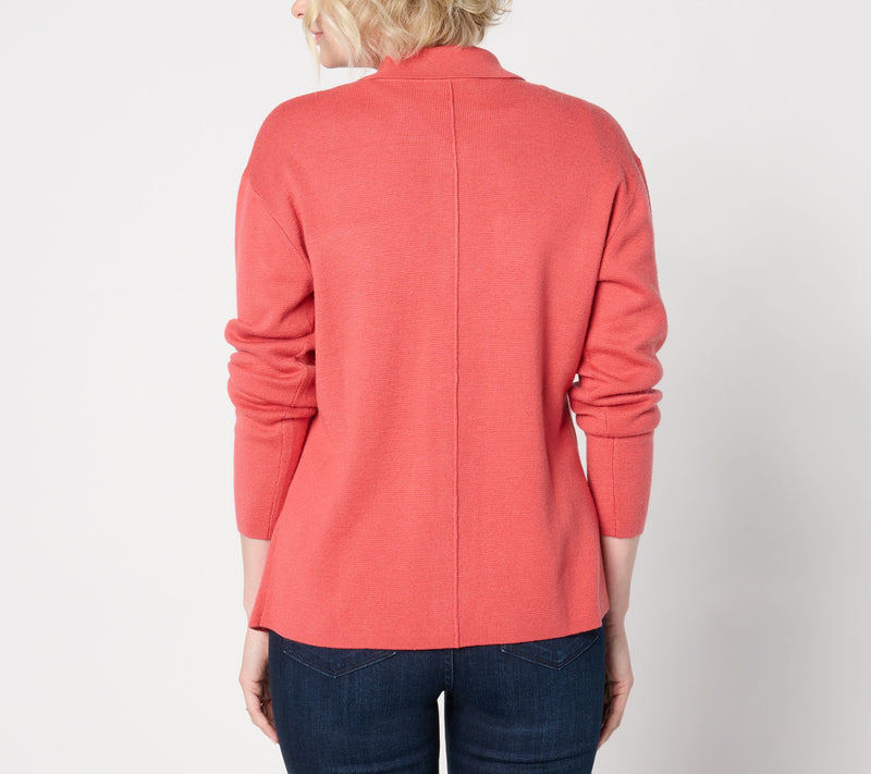 Isaac Mizrahi Live! Button Front Sweater Jacket with Collar — View 8